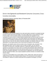 International Conference "Drink in the Eighteenth and Nineteenth Centuries: Consumers, Cross-Currents, Conviviality" Flyer